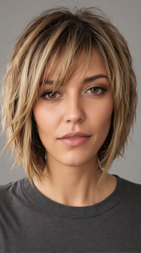 22 Flatter Your Face: Best Choppy Bob Haircuts for All Shapes Choppy Bob Haircuts, Layered Haircuts For Medium Hair, Choppy Bob Hairstyles, Choppy Bob, Chin Length Hair, Bob Hairstyles For Fine Hair, Haircuts For Medium Hair, Hair Color And Cut, Haircuts For Fine Hair