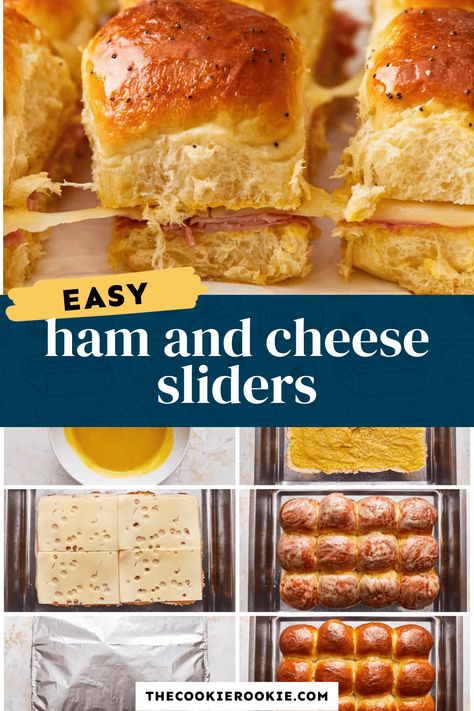 Ham And Cheese Hawaiian Rolls Easy, Ham Swiss Sliders Hawaiian Rolls, Ham N Cheese Sliders Hawaiian Rolls, Sliders In The Oven, Ham And Swiss Cheese Sliders, Sliders Recipes Hawaiian Rolls, Roll Sliders, Best Superbowl Food, Ham And Swiss Sliders