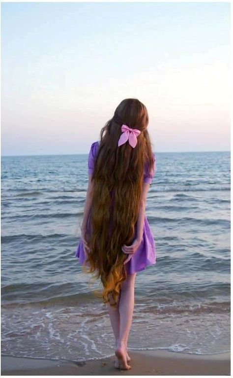 A Girl, Long Hair, The Beach, Purple, Hair