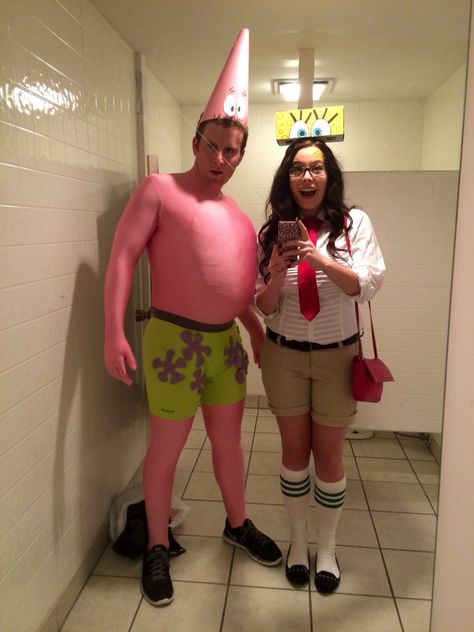 DIY Spongebob and Patrick Couples Costumes. Halloween 2014. Spongebob And Patrick Couples Costume, Spongebob And Sandy Costume, Patrick Star Cosplay, Spongebob And Patrick Couple Costume, Spongebob Patrick Costume, Patrick Costume Spongebob, Patrick And Spongebob Costume, Sponge Bob And Patrick Costumes, Spongebob And Patrick Halloween Costumes