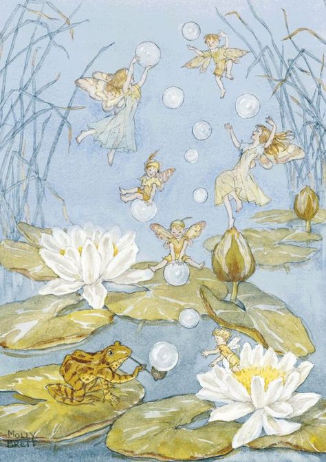 Fairies in the frog pond Draw Tutorial, Water Fairy, Fairy Paintings, Arte Indie, Fairy Illustration, Fairy Artwork, Image 3d, Fairytale Illustration, Vintage Fairies