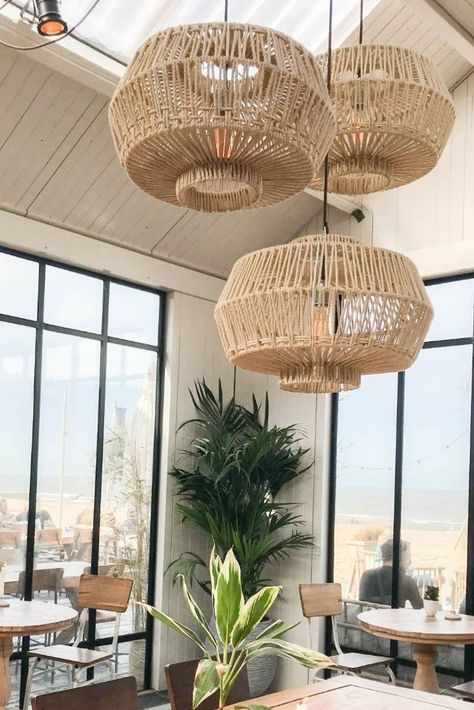 The Hamptons Sphere Geometric Rattan pendant lights beach | Etsy Farmhouse Beach, Farmhouse Coastal, Farmhouse Interior Design, Young House Love, Rattan Pendant, Design Restaurant, Beach Cafe, Resort Design, Rattan Pendant Light