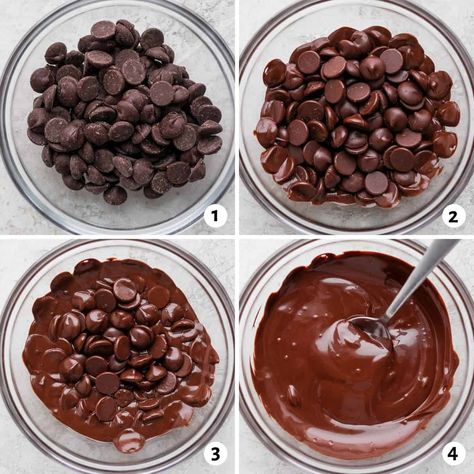 How to Melt Chocolate {Microwave & Stovetop} - FeelGoodFoodie Melting Chocolate In Microwave, Best Way To Melt Chocolate Chips, How To Melt Chocolate Chips On The Stove, How To Melt Chocolate Chips In Microwave, Melt Chocolate Chips For Dipping, How To Melt Chocolate Chips, Melt Chocolate Chips In Microwave, Melted Chocolate Recipes, Dipping Cookies