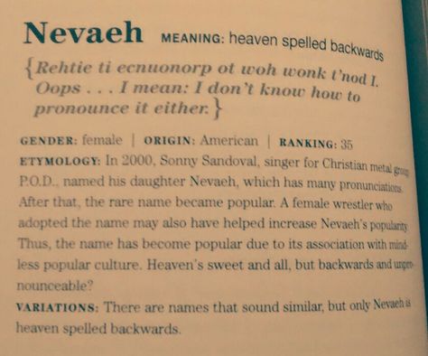 Terrible Meanings of Names...Nevaeh Nevaeh Aesthetic, Nevaeh Name, Meanings Of Names, Nevaeh Core, Name Aesthetic, Name Games, How To Pronounce, Big Dreams, Names With Meaning