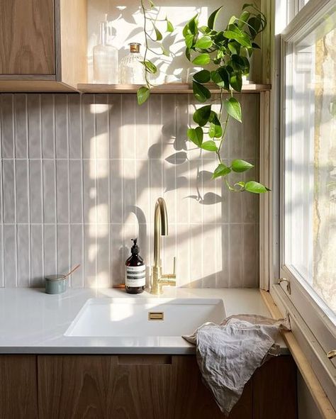 Fired Earth Tiles Kitchen, Peach Kitchen Tiles, Fired Earth Tiles, Peach Kitchen, Photoshoot Locations, House Aesthetic, Fired Earth, Glazed Tiles, Morning Light