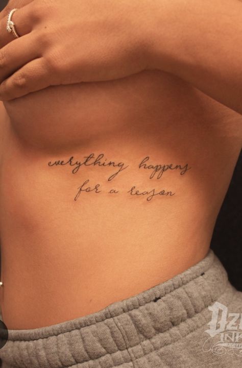 Tattoo About Taking Risks, Quote Tattoos For Women Rib, Ribcage Tattoo Quote, Tattoo On Ribs For Women Quotes, Detachment Tattoo Ideas, Rib Word Tattoos For Women, Meaningful Rib Tattoos For Women, Unique Rib Cage Tattoos For Women, Tattoos On Ribs For Women