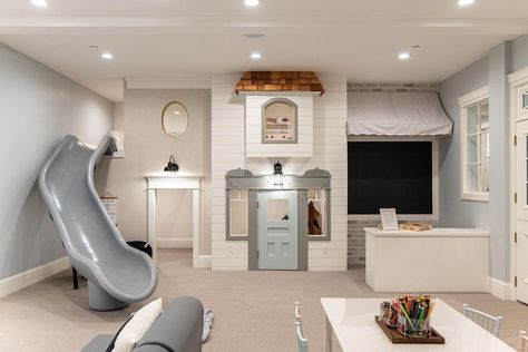 Davies Design Build on Instagram: “Playroom from our 2020 parade home, Maison de Rêve. Is there a playroom in the 2022 @uvparade home, Maple Lake? Well, yes there is. It may…” Beach House Playroom, Finished Basement Playroom, Basement Playroom Ideas, House Playroom, Custom Playroom, Indoor Playroom, Gymnastics Room, Birthday Plans, Baby Playroom