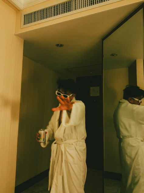 Hotel aesthetic guy dude in bathrobe with a canned beer, wallpaper, anonymous, random, male, genz Hotel Room Poses Men, Hotel Photoshoot Men, Hotel Room Photoshoot Ideas Men, Hotel Photoshoot Aesthetic, Hotel Aesthetic Photoshoot, Hotel Room Photoshoot Ideas, Hotel Room Photoshoot, Rarity Cosplay, Collage Apartment