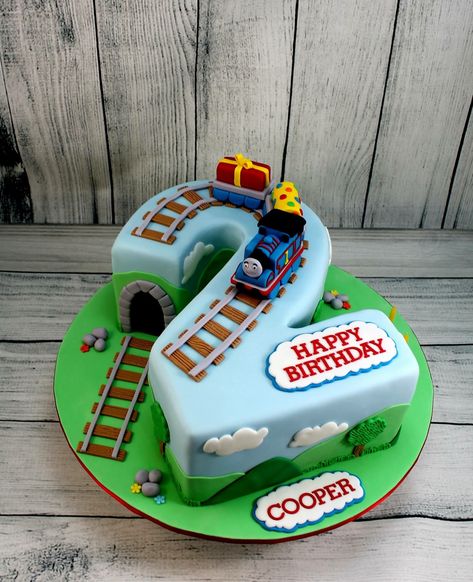 2nd Birthday Train Theme Cake, Choo Choo Train Birthday Party Cake, Thomas Train Cakes For Boys, Birthday Cake Train Boys, Number 2 Train Cake, Trains Birthday Cake, Mighty Express Birthday Cake, Train Shaped Cake, Thomas Themed Birthday Party