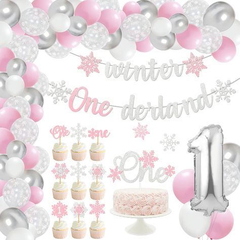 Winter Onederland Party Decorations, First Birthday Winter, Winter Onederland Birthday Party, Winter Onederland Party, 1st Birthday Girl Decorations, Onederland Birthday Party, Winter Wonderland Birthday, Winter Birthday Parties, 1st Birthday Girl