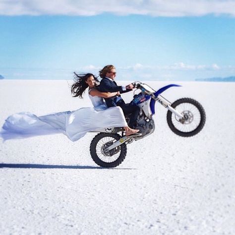 "Those who ride together stay together. Congrats to @ethenroberts and @heatherlapriel in this photo by @megsgodfrey. Tag your ride or die partner  Photo via @ironandair.  #croig #caferacersofinstagram" Photo taken by @caferacersofinstagram on Instagram, pinned via the InstaPin iOS App! http://www.instapinapp.com (01/23/2015) Motocross Wedding, Dirt Bike Wedding, Bike Wedding, Motorcycle Wedding, Motorcycle Couple, Vintage Bridesmaids, Motorcycle Photography, Dress Cake, New Motorcycles