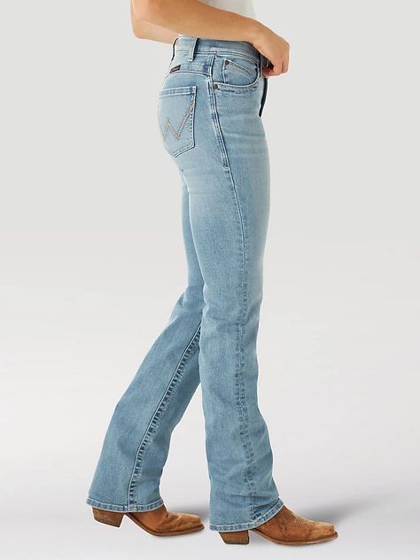 Women's Wrangler® Ultimate Riding Jean Willow Wrangler Riding Jeans, Wrangler Willow Jeans, Wrangler Bootcut Jeans Women, Wrangler Womens Jeans, Women’s Wrangler Jeans, Wrangler Jeans Women's Outfit, Light Wash Wrangler Jeans, Law Cosplay, Wrangler Jeans Women's