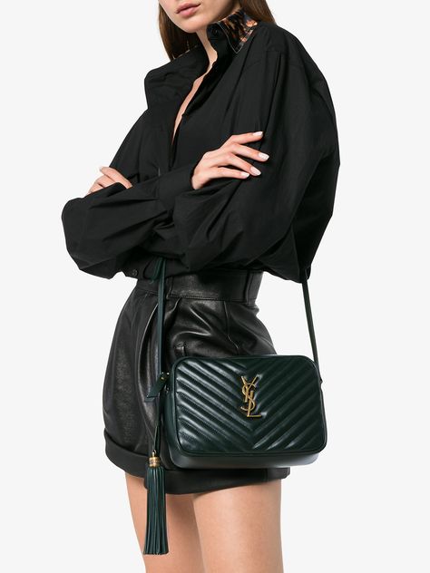 Saint Laurent green lou quilted leather camera bag Ysl Camera Bag Outfit, Saint Laurent Camera Bag, Ysl Bag Outfit, Sac Yves Saint Laurent, Ysl Camera Bag, Ysl Lou Camera Bag, Black Quilted Bag, Leather Camera Bag, Bag Green