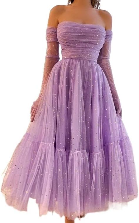 Amazon.com: Women Sweetheart Tulle Tea Length Dress A Line Pleated Puffy Ruffle Midi Dress Cocktail Party Dress : Clothing, Shoes & Jewelry Purple Tulle Dress, Dress Cocktail Party, Wedding Purple, Plum Dress, Ruffle Midi Dress, Dress Flowy, Midi Cocktail Dress, Dress Cocktail, Tea Length Dresses