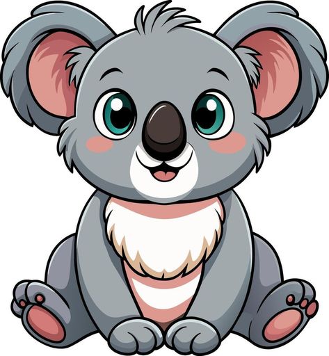 Koala Cartoon, Koala Illustration, Cartoon Koala, Animal Cartoons, Chibi Marvel, Baby Koala, Flower Painting Canvas, Paper Animals, The Cartoon