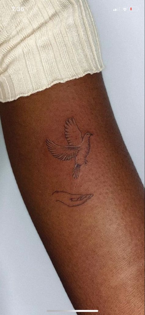 Flying Doves Tattoo, Dove Arm Tattoo, Dove Flying Tattoo, Dove Olive Branch Tattoo, Dove Hand Tattoo, Tattoo On Upper Arm, Peace Dove Tattoos, Doves Tattoo, Bird Hand Tattoo