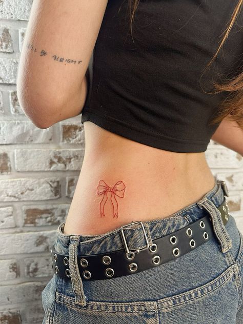 Tattoos For Women 2024, 21st Birthday Tattoo Ideas, Cute Bow Tattoos, Cute Waist Tattoos, Cute Lower Back Tattoos, Bow Tattoos For Women, Small Hidden Tattoos For Women, Small First Tattoo Ideas, Tattoos Line Art