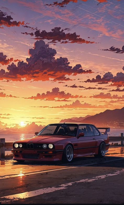 Car Animation, Carros Bmw, Stylish Car, Bmw E30 M3, Toyota Supra Mk4, Vertical Landscape, Bmw Wallpapers, Bike Poster, Automotive Artwork