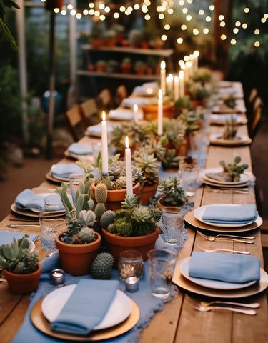 Succulent Table Decor Wedding, Southwest Table Decor, Desert Wedding Table Decor, Plant Centerpieces For Party, Cacti Centerpieces, Plant Wedding Centerpieces, Southwest Wedding Decor, Wedding With Plants, Cactus Wedding Centerpieces