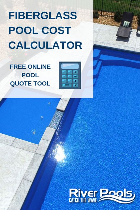 Wondering how much your fiberglass pool will cost? Try our 100% free online pool cost calculator to see how much your pool will cost based on the chosen size, features, and upgrades. #swimmingpools #pools #home Plunge Pool Cost, Fiberglass Pool Cost, Inground Pool Cost, Fiberglass Pool Installation, Swimming Pool Prices, Swimming Pool Size, Swimming Pool Kits, Concrete Swimming Pool, Pool Cost