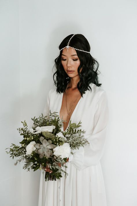 Bohemian Headpiece, Boho Chic Bride, 00s Mode, Chain Headpiece, Boho Headpiece, Chic Brides, Braut Make-up, Vancouver Wedding, Short Wedding Hair