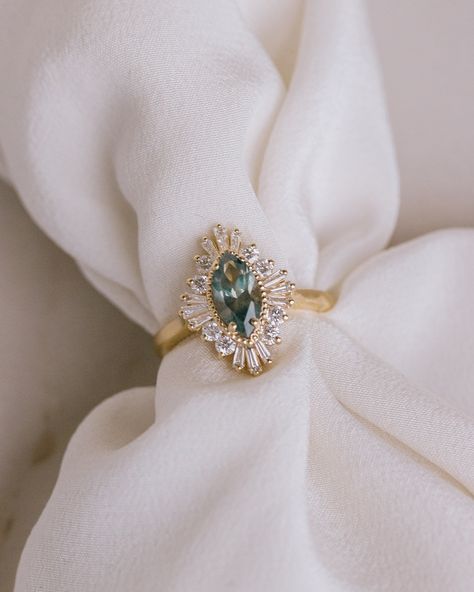 Marquise Colored Engagement Ring, Vintage Stone Engagement Rings, Evorden Engagement Rings, Evorden Rings, Marquis Halo Ring, Art Deco Vintage Engagement Rings, Engagement Rings Colorful, Vintage Unique Engagement Rings, Colored Engagement Rings Vintage