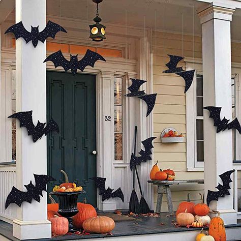 AmazonSmile: Pawliss Halloween Decorations, 10 Pcs Hanging Bats and Wall Decals Window Stickers, Bat Halloween Yard Decorations Outdoor Party Decor: Gateway Entrada Halloween, Porta Halloween, Dekorasi Halloween, Halloween Yard Signs, Bat Decorations, Halloween Decor Diy, Halloween Bat Decorations, Halloween Outside, Casa Halloween