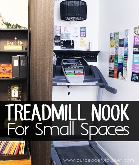 If you have a small home or apartment that has no area for a treadmill this just might make you rethink that. Our home was 1300 square feet and each room was fa… Treadmill In Bedroom, Exercise Corner, Workout Nook, Small Treadmill, Home Treadmill, Ideas Habitaciones, Basement Gym, Gym Room At Home, Workout Space