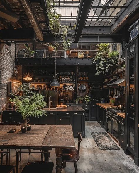 Industrial Gothic Interior, Gothic Bar, Bistro Kitchen, Gothic Interior, Industrial Office Design, Industrial Kitchen Design, Interior Design Per La Casa, Industrial Architecture, Interior Design Boards