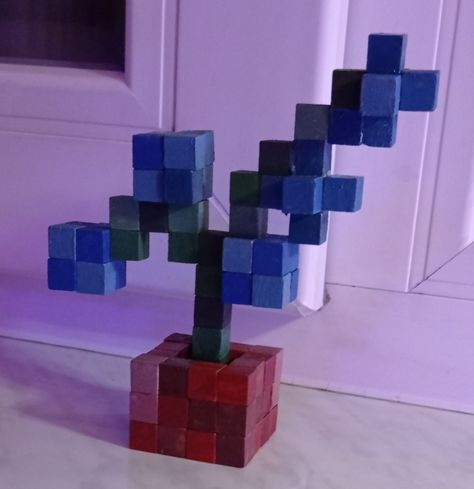 Minecraft Flower In Pot, Minecraft Flower Pot Diy, Minecraft Block Art Flower, How To Make Minecraft Flowers, Minecraft Flower Decor, Minecraft Flower Craft, Minecraft Flowers Wooden Blocks, Flor Minecraft, Minecraft Flowers Pixel Art