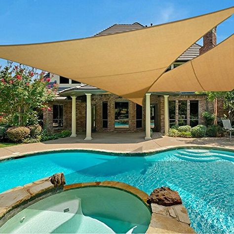 E.share 20' X 20' X 20' Sun Shade Sail Uv Top Outdoor Canopy Patio Lawn Triangle Beige Tan Desert Sand Triangle Sun Shade, Pool Shade, Sail Canopies, Sun Shade Sail, Outdoor Canopy, Sun Sail Shade, Patio Shade, Shade Canopy, Backyard Pergola