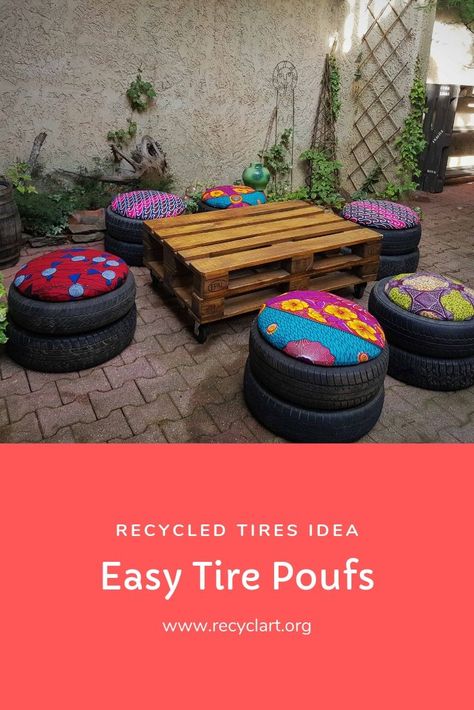 Upcycle Tires, Kursi Ban, Repurposed Tire, Tire Table, Tire Seats, Tire Chairs, Recycled Tires, Table On Wheels, Reuse Old Tires