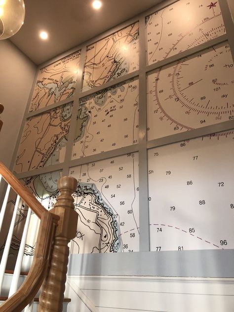 Other Ideas Gallery — Nautical Chart Wallpaper The Original Nautical Chart Wallpaper Studio Nautical Restaurant Design, Yacht Decorating Ideas, Nautical Map Wallpaper, Nautical Restaurant, Nautical Mural, Lakehouse Remodel, Powai Lake, Chart Wallpaper, Nautical Interior Design