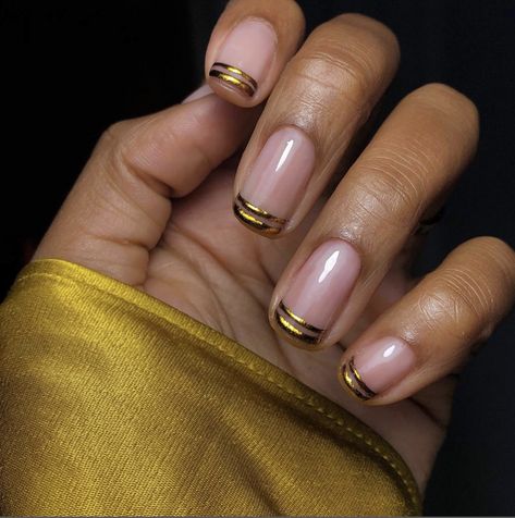 **Double French Manicure** Gold Tip Nails, Long Stiletto Nails, Pink Manicure, Nagel Tips, Foil Nails, Short Nail Designs, Chic Nails, French Tip Nails, Chrome Nails