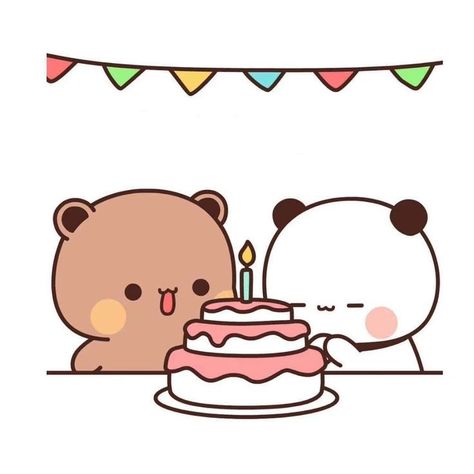 Milk And Mocha Bear Birthday, Milk And Mocha Bear Cake, Bubu Dudu Cake, Birthday Teddy Bear, Happy Birthday Bear, Happy Birthday Icons, Dudu Bubu, Happy Birthday Drawings, Cute Panda Cartoon