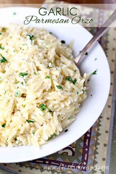 Orzo In Rice Cooker, Orzo Mozzarella, Weeknight Sides, Simple Pastas, Garlic Parmesan Orzo, Orzo Salads, Orzo Recipes Side, Parmesan Orzo, Orzo Recipe