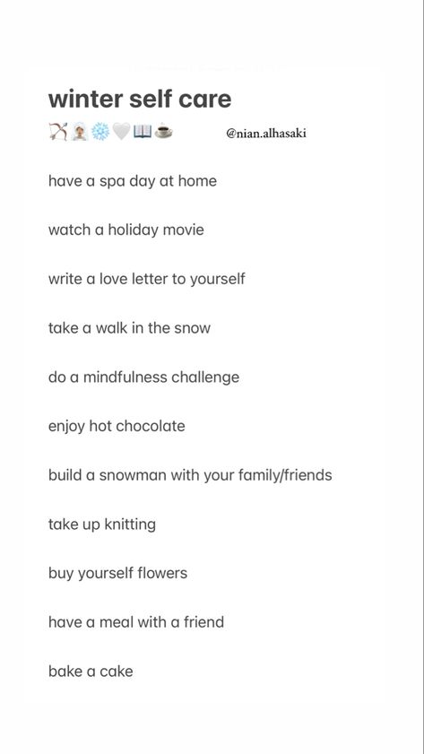 #selfcare #selfcaretips #selfcareroutine #selfcareideas #inspogirl #mindfulness #peace #lifestyle #activities #aesthetic #winter #winteraesthetic Selfcare Day Aesthetic, Winter Selfcare Aesthetic, Aesthetic Winter Activities, Winter Self Care Aesthetic, Winter Activities Aesthetic, Peace Lifestyle, January Aesthetic, Winter Self Care, Activities Aesthetic