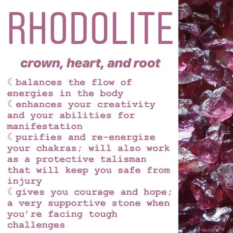 Rhodolite Garnet meaning Rhodolite Crystal Meaning, Rhodolite Garnet Meaning, Rhodolite Meaning, Garnet Meaning, Stone Meanings, Crystal Healing Chart, Crystals Meanings, Crystal Work, Pendulum Board