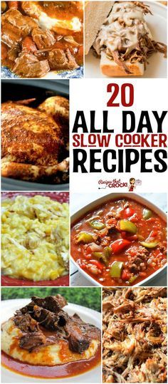 20 ALL DAY Slow Cooker Recipes All Day Slow Cooker Recipes, Crock Pot Food, Crock Pot Freezer, Cooked Meal, Crock Pot Recipes, Crockpot Dishes, Smoker Recipes, Recipes Crockpot, Crock Pot Slow Cooker