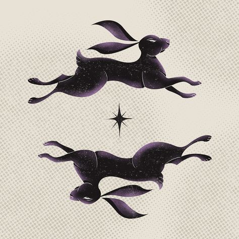 Symbol of 2023: Black Rabbit (Illustration) Rabbit Constellation, Rabbit Graphic Design, Beast Illustration, Dark Rabbit, Bunny Illustration, Rabbit Drawing, Rabbit Illustration, Black Rabbit, Illustration Graphic Design