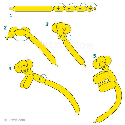 Step by step instructions to make balloon monkey Balloon Monkey, Easy Balloon Animals, Kids Animation, Twisting Balloons, How To Make Balloon, Balloon Modelling, Balloon Crafts, Diy Balloon Decorations, Balloon Shapes