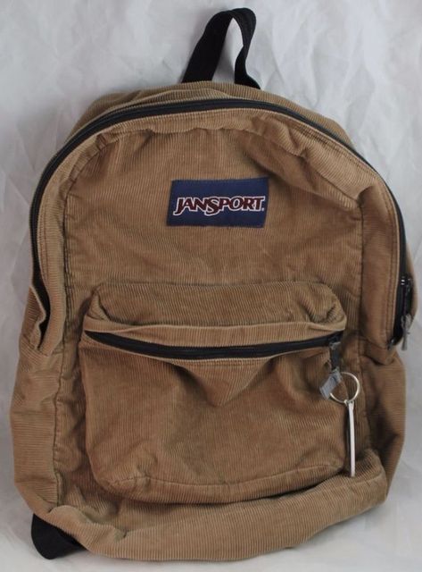 🖤lonerhijabi🖤 Corduroy Jansport Backpack, Mochila Jansport, Vintage Backpacks, Brown Corduroy, Pencil Cases, Pretty Bags, Unisex Accessories, Jansport Backpack, School Backpack