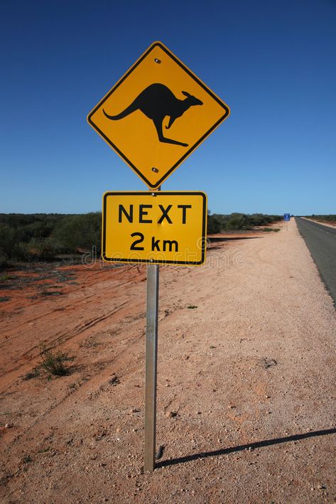 Australian Kangaroo Road Sign. Yellow kangaroo 2 km sign, empty roads of Austral , #AD, #Sign, #Yellow, #Road, #Australian, #Kangaroo #ad Kangaroo Australia, Australian Road Signs, Australia Road Sign, Yellow Road Signs, Kangaroos In Australia, Australian Road Trains, Kangaroo On Beach, Flyer Design Templates, Road Signs