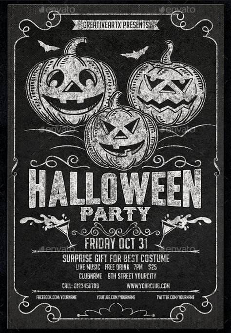 Menu Halloween, Creepy Design, Halloween Chalkboard, Halloween Party Poster, Halloween Club, Halloween Invite, Halloween Bar, Easy Halloween Party, Halloween Movie Night