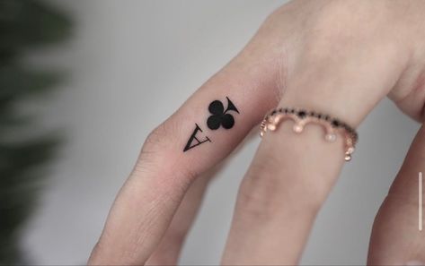 Ace Card Tattoo, Finger Tattoo Ideas, Middle Finger Tattoos, Ace Tattoo, Thumb Tattoos, Ring Finger Tattoos, Ace Card, Tattoo Ideas For Men, Finger Tattoo