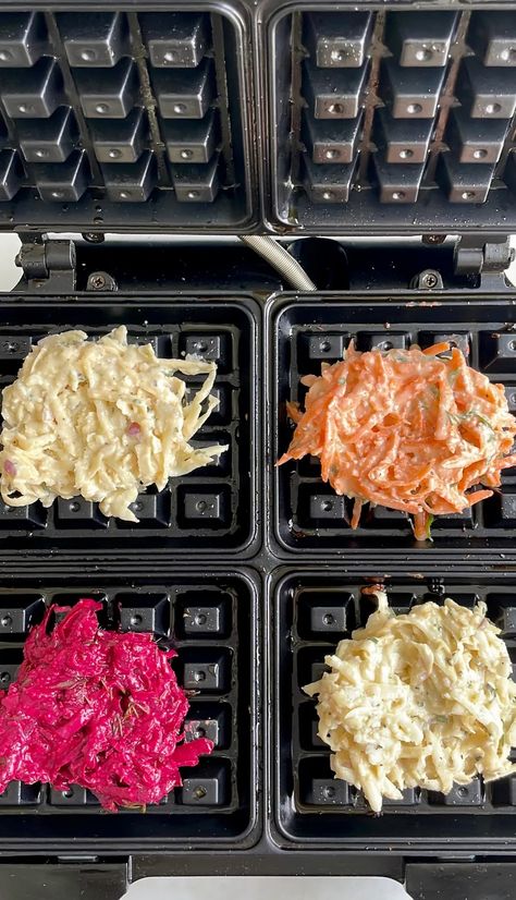 Root Veggie Waffles! - by Susan Spungen - Susanality Vegan Cafe Food, Vegetable Waffles, Veggie Waffles, Carrot Waffles, Susan Spungen, Savoury Waffles, Savory Waffle Recipe, Fitness Breakfast, Waffle Iron Recipes