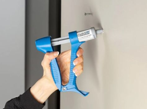 Fixing nail and screw holes in your wall is a lot easier with the QuickFill Drywall Repair Kit - The Gadgeteer Kindling Splitter, Wall Repair, Dry Wall, Unique Tools, Drywall Repair, Hanging System, Nail Repair, Nails And Screws, Simple Pictures