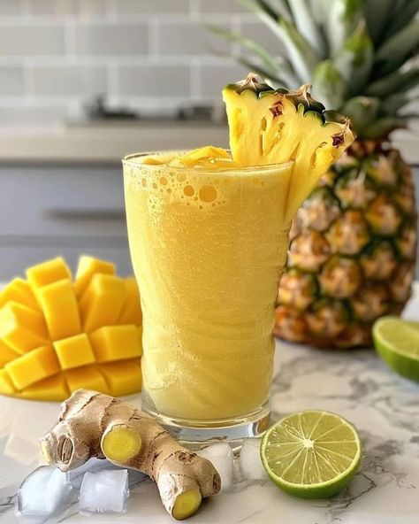 Fred’s Farm | Herbs (@FredsFarm247) on X Mango Ginger Smoothie, Smoothie Recipies, Mango Pineapple Smoothie, Ginger Smoothie, Healthy Drinks Smoothies, Fresh Pineapple, Ginger Juice, Smoothie Shakes, Daily Meals