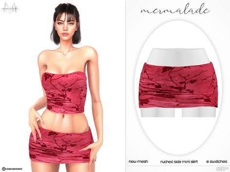 The Sims Resource - Ruched Side Mini Skirt MC566 Sims 4 Cc Clothes Mini Skirt, Sims 4 Cc Mini Skirt, Sims 4 Mini Skirt, Sims 4 Skirt, Sims4 Clothing, Barbie Rosa, Carolina Dress, Sims Clothes, Sims 4 Game Mods