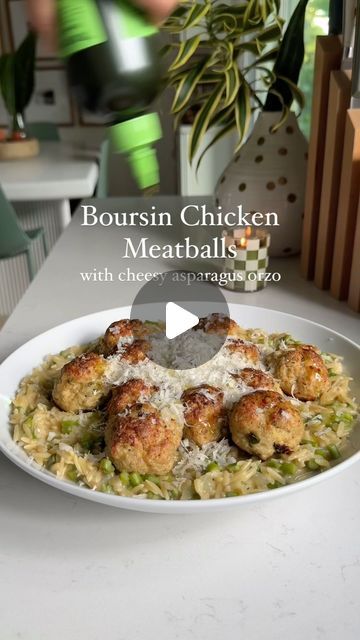 MacKenzie Smith on Instagram: "Boursin Cheese 🤝 Chicken Meatballs 

These two go togother like soulmates! Plus, the cheesy asparagus orzo is so easy and delish - making it the perfect easy dinner for busy nights. 

Comment “Meatball Mama” to get the full recipe sent straight to your inbox or DMs!

INGREDIENTS
FOR THE MEATBALLS
⭐️ 1 lb Ground Chicken
⭐️ 1 large Egg
⭐️ 1 5.3oz Boursin Cheese Round
⭐️ 1 lemon, zested
⭐️ ½ cup Italian Breadcrumbs
⭐️ ½ teaspoon Kosher salt
⭐️ 1 teaspoon Italian seasoning
⭐️ 2 tablespoon Olive Oil

Snag the directions and the rest of the recipe through the link on my bio page or through this address: - https://grilledcheesesocial.com/2024/09/06/boursin-chicken-meatballs-asparagus-orzo/" Boursin Cheese Chicken Meatballs, Boursin Chicken Meatballs, Boursin Meatballs, Chicken Meatballs And Orzo, Boursin Chicken Recipes, Boursin Cheese Chicken, Breadcrumbs Chicken, Ground Chicken Recipes For Dinner, Dinner For Busy Nights